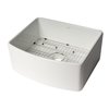 Alfi Brand White Smooth Curved Apron 24" x 20" Single Bowl Fireclay Farm Sink with Grid ABFC2420-W